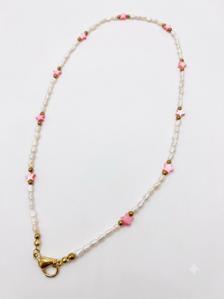Collana Perle Dolci Stelline rosa