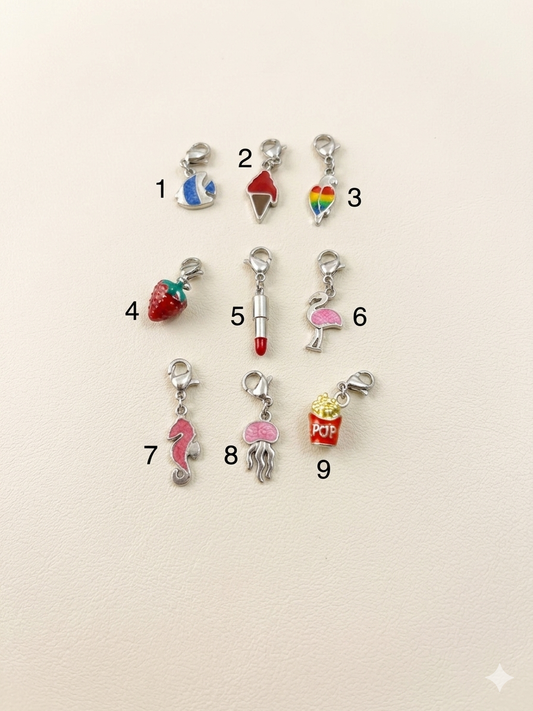 Charm smaltati acciaio silver