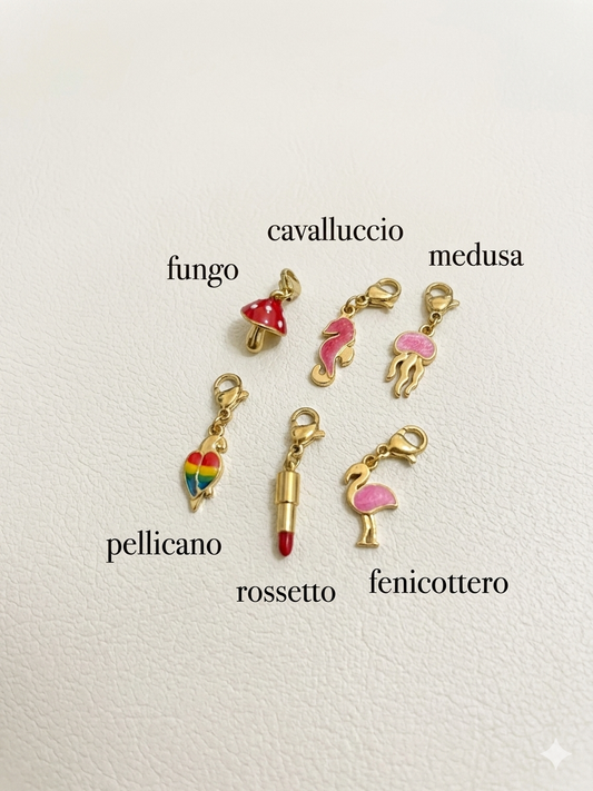 Charm Smaltati in acciaio gold