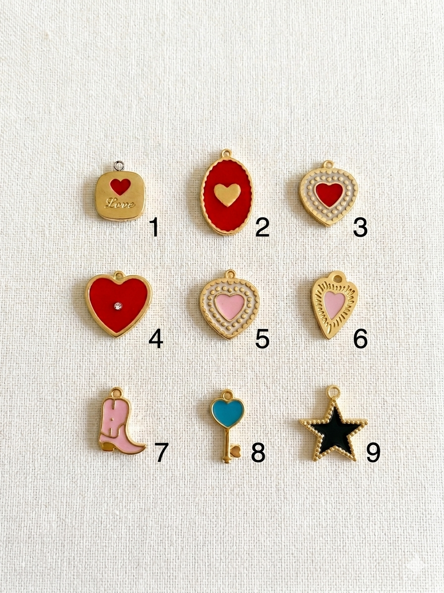 Charm Smaltati in acciaio gold