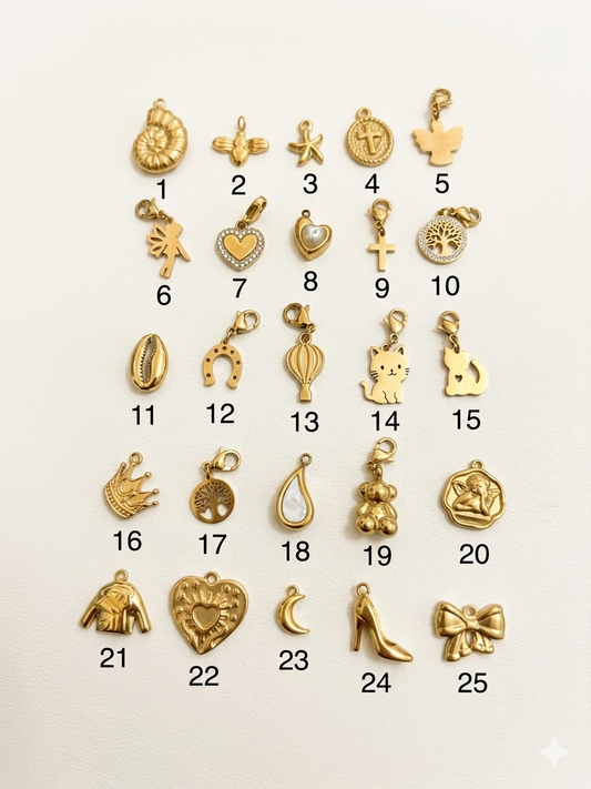 Charm in acciaio gold