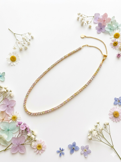 Collana Tennis pastello con cursore( gold)