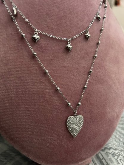 Collana 2 in 1 Cuore zirconia