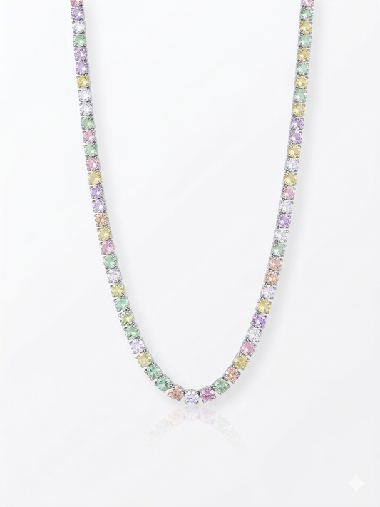 Collana Tennis pastello con cursore ( silver)