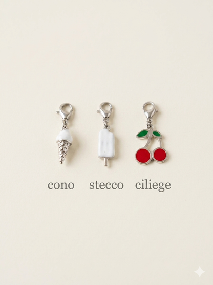 Charm smaltati acciaio silver