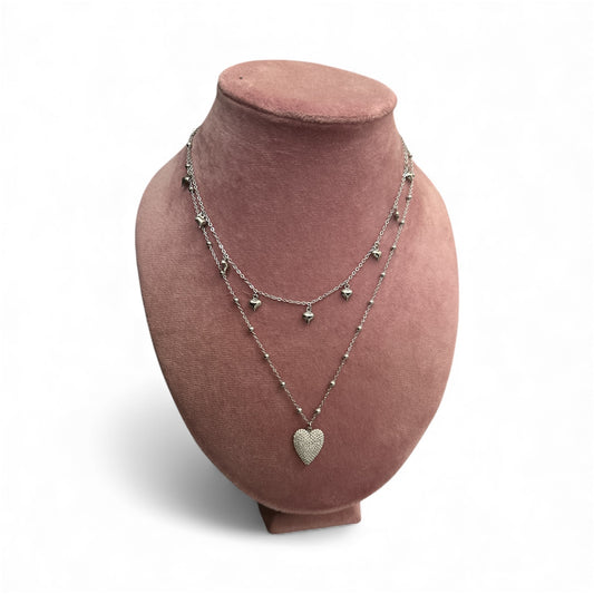 Collana 2 in 1 Cuore zirconia