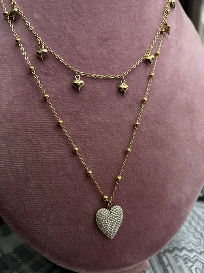 Collana 2 in 1 Cuore zirconia