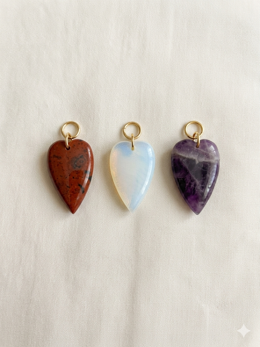 Charm Cuore pietra naturale (4x2cm)